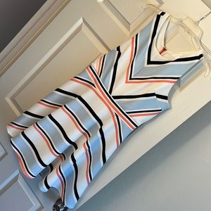 White Striped Colored Tank Top Dress zipper in back